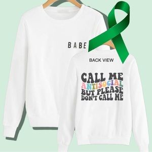 Anti-social Mental Health graphic crewneck sweatshirt size large